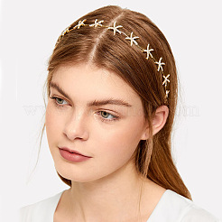Комплект из ободка для волос и серег-гвоздиков из сплава с кристаллами и стразами в виде морской звезды FS-WGF7E24-01