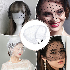 Резинки для волос с вуалью из полиэстера OHAR-WH0021-63A