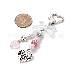 Акриловые подвесные украшения с бантом в виде сердца и бабочки HJEW-JM01397-01