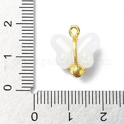 ガラスチャーム  合金パーツ  蝶  ゴールドカラー  ホワイト  15.5x14.5x7.5mm  穴：1.5mm&nbsp;GLAA-I054-01A