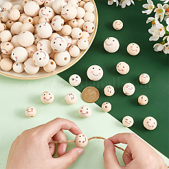 120 шт. 6 стиля европейские бусины с принтом из натурального дерева WOOD-PH0002-58