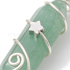 Натуральные зеленые авантюриновые двойные заостренные подвески PALLOY-JF02673-02