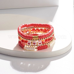 Set di braccialetti elastici con perline heishi in argilla polimerica 5 pz 5&nbsp;BJEW-JB07532-03