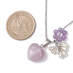 3 шт. 3 стиля ожерелий с подвесками в форме сердца из натурального зеленого авантюрина NJEW-TA00215