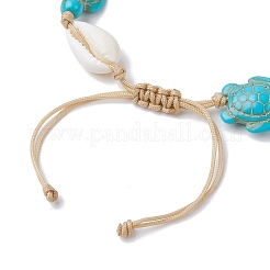 Armbänder aus natürlichen Muscheln und synthetischen türkisfarbenen geflochtenen Perlen&nbsp;AJEW-AN00562-02