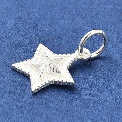スターリングシルバーチャーム  丸カン付き  s925スタンプあり  スター  14x12x2.5mm  穴：3.5mm&nbsp;STER-E070-03H