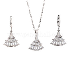 Элегантные комплекты из латунных подвесок и серег с микропаве из прозрачных кубических цирконий для женщин OQ3699