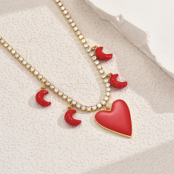 Элегантные латунные прозрачные кубические цирконии теннисная цепочка с подвеской в виде сердца и луны ожерелья-нагрудники для женщин GA9034