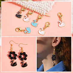 Маркеры петель с замком в виде лебедя из легированной эмали HJEW-AB00047