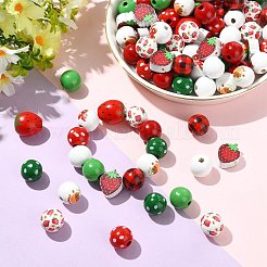 100 pièce de perles en bois naturel teintées&nbsp;WOOD-CJ0002-80