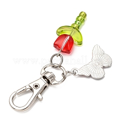 5 шт. подвеска в виде стеклянного тюльпана и эмалевой бабочки HJEW-JM04154