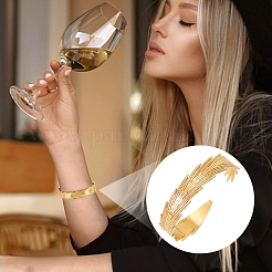 2 шт. браслет-манжета из нержавеющей стали 304 с перьями&nbsp;BJEW-PH0004-41