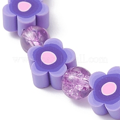 Braccialetti elasticizzati in argilla polimerica con fiori fatti a mano&nbsp;BJEW-JB09825-03