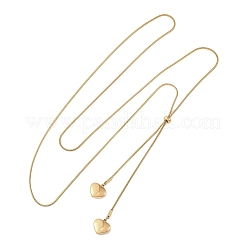 Ожерелья-лариаты из нержавеющей стали 304 с круглыми цепочками-змейками и сердцем NJEW-R026-26G