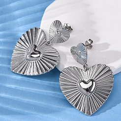 Pendientes colgantes de acero inoxidable 304 con forma de corazón&nbsp;EJEW-Z109-03P