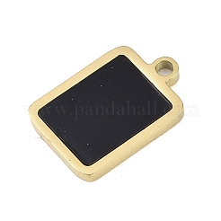 303ステンレススチールペンダント  長方形チャーム  エナメル  イオンプレーティング（ip）  ゴールドカラー  18x12x1.8mm  穴：1.8mm&nbsp;STAS-K325-04G