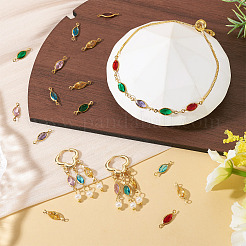 60 шт. 6-х цветные латунные подвески-коннекторы из стекла k9&nbsp;KK-TA0003-15