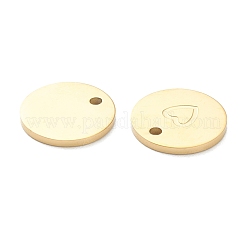 イオンプレーティング（IP）304ステンレススチールチャーム  ハート付きフラットラウンド  18KGP本金メッキ  11.5x1mm  穴：1.5mm&nbsp;STAS-P280-07G