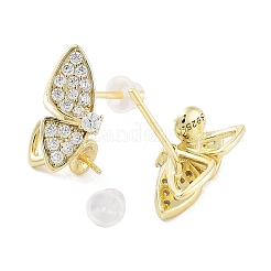 925 серебро {925} пробы с фурнитурой для сережек-гвоздиков с кубическим цирконием EJEW-B038-01G