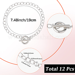12шт сплава кабельные цепные браслеты для женщин и мужчин&nbsp;BJEW-SC0001-60P
