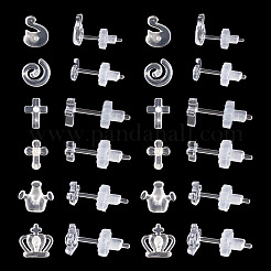 60 комплект из 6 серег-гвоздиков из прозрачной смолы в виде короны EJEW-BG0001-02