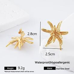 女性用304ステンレススチールスタッドピアス  花  ゴールドカラー  28x25mm&nbsp;XA8968