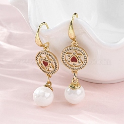 Серьги с подвесками из латуни с прозрачным фианитом и прозрачным фианитом EJEW-F362-03G