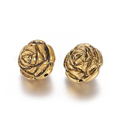 CCBプラスチックビーズ  花  アンティーク黄金  24x24.5x20mm  穴：2.5mm&nbsp;CCB-G006-125AG