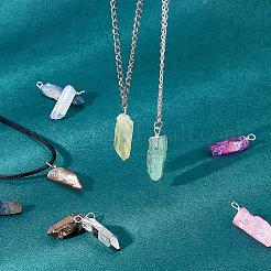 40 шт. подвески из натурального кварца с гальваническим покрытием FIND-DC0001-71