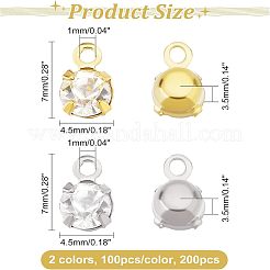 200 шт. двухцветная латунная оправа с подвесками из ближневосточных страз RB-FH0001-06