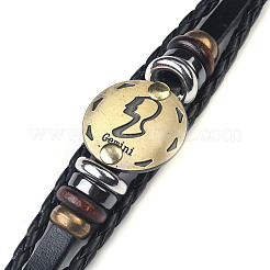 Плетеный кожаный шнур ретро многорядные браслеты&nbsp;LS-BJEW-L616-20C