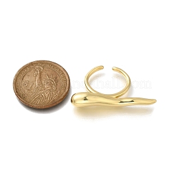 女性用ラックメッキ真鍮カフ指輪  カドミウムフリー＆鉛フリー  長持ちメッキ  18KGP本金メッキ  内径：18mm&nbsp;RJEW-C115-03G