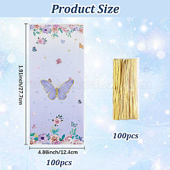 100 шт. целлофановые пакеты для упаковки конфет с принтом бабочек&nbsp;ABAG-WH20005-43