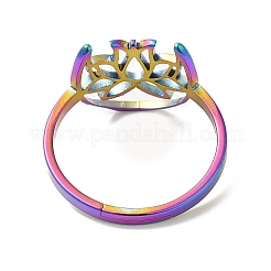 Anillo ajustable de loto hueco de acero inoxidable 304 con revestimiento iónico (IP) para mujer&nbsp;RJEW-M149-30RC