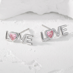 Романтические розовые серьги-сердечки с любовным дизайном для повседневной носки у женщин RW2928-2