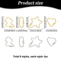 8 шт. 8 стиля подвески-карабиновые замки из нержавеющей стали 304 AJEW-AN0007-13