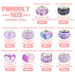 62 шт. 10 стиля европейских бусин со стразами из смолы и полимерной глины RESI-TA0004-07