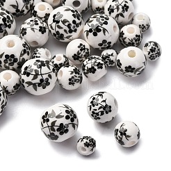 40шт 4 стиля фарфоровые бусины ручной работы с принтом&nbsp;PORC-FP0001-04