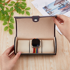 Коробки для часов из искусственной кожи с тремя отделениями CON-WH0089-63