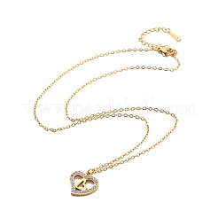 304 нержавеющая сталь кристалл горный хрусталь сердце кулон кабель цепь ожерелья для женщин&nbsp;LS-NJEW-Z056-01C-G