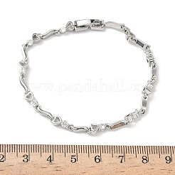 Браслеты-цепочки с закрученными звеньями из латуни с микропаве из прозрачных кубических цирконий для женщин BJEW-G764-06P