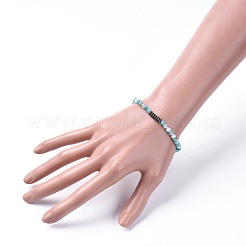 天然異極鉱ストレッチブレスレット  非磁性の合成ヘマタイトビーズで  2-1/8インチ（5.5cm）&nbsp;BJEW-JB04677-03