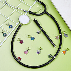 12 шт. 12-цветный эмалированный стетоскоп с отпечатком лапы HJEW-FH00124