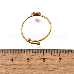 デイジー 304 ステンレススチール エナメル オープン カフ リング 女性用  レッド  6.5mm  調整可能&nbsp;RJEW-M061-01G-02
