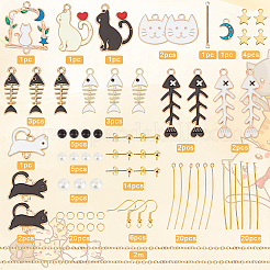DIY-Set zur Herstellung asymmetrischer Ohrringe mit Katzenmotiv&nbsp;DIY-SC0021-21