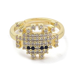 Anillos ajustables de circonita cúbica pavé de latón chapado en oro real de 18k&nbsp;RJEW-M170-05G-01