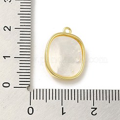 真鍮製マイクロパヴェキュービックジルコニアペンダント  白シェルと  14KGP本金メッキ  長方形  17.5x13.5x3mm  穴：1.2mm&nbsp;KK-D095-02A-G