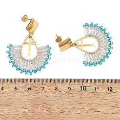 Pendientes colgantes de aro de acero inoxidable 304 con cuentas de vidrio&nbsp;EJEW-MZ00824