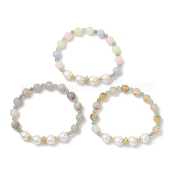 Pulseras elásticas de cuentas de morganita de imitación de aventurina verde natural&nbsp;BJEW-JB11932