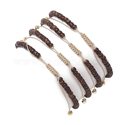 4шт. Браслеты из натуральных кокоса и натурального культивированного пресноводного жемчуга с плетением для женщин BJEW-JB11659